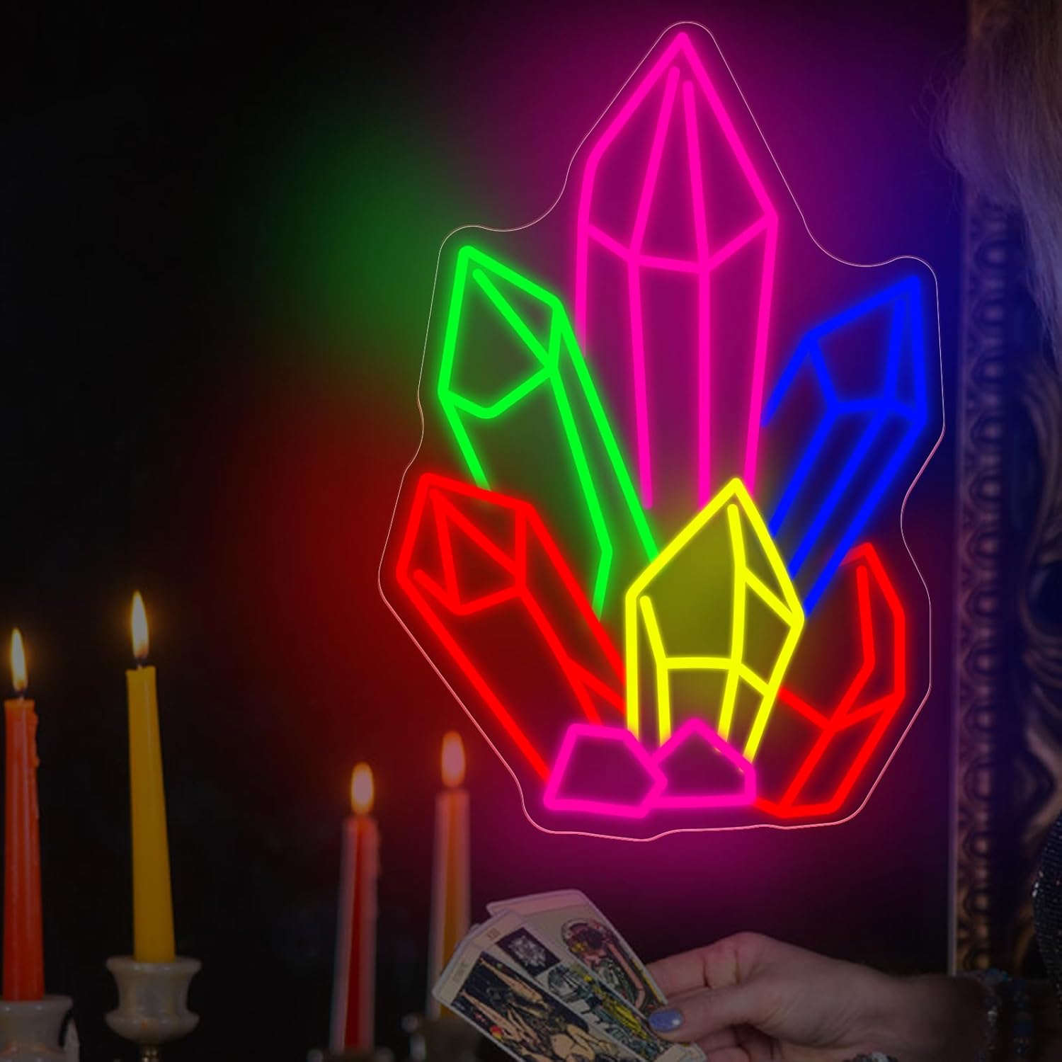 Crystals Stones Tarot Neon Sig – Pilates And Yoga Studio recenzja i cena